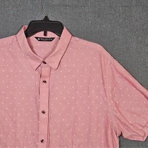 TravisMathew Polka Dot Woven Button-Up Shirt Short Sleeve Point Collar Men's XL